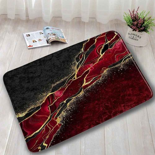 Ensembles De Tapis De Bain En Marbre Abstrait,Lignes Dores Gomtriques Modernes,Motif De Texture Bleue,Dcor De Salle De Bains,Tapis Antidrapant,Cou - Type Dd-1244aa-Only Mat-45x75cm-17.7x29.5in