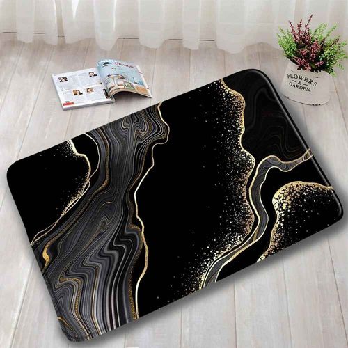 Ensembles De Tapis De Bain En Marbre Abstrait,Lignes Dores Gomtriques Modernes,Motif De Texture Bleue,Dcor De Salle De Bains,Tapis Antidrapant,Cou - Type Dd-2312af-Only Mat-45x75cm-17.7x29.5in