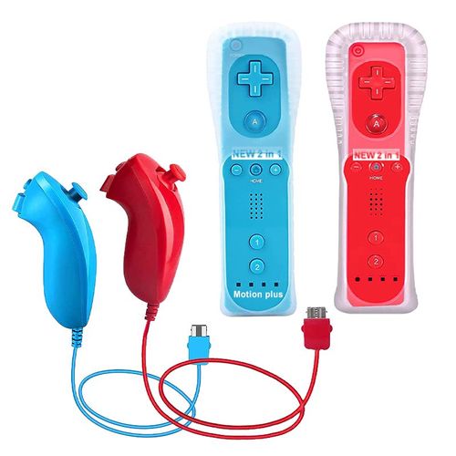 Ensembles Rouges Bleus - Tlcommande Avec Motion Plus Pour Nintendo Wii, Manette De Jeu Sans Fil Dahchuck, Manette De Console, Manette De Jeu, 2 Pices