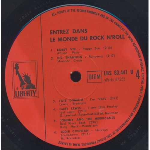 Entrez Dans Le Monde Du Rock N'roll ; Twenty Flight Roch, Memphis, Johnny B. Good, Peggy Sue, I'mready, Nervous Breakdown, Runaway, Red River Rock, Etc. ( Liberty 83441 U) - Jerry Lee Lewis, Buddy Knox, Larry Williams, Eddie Cochran, Lonnie Mack, Bobby Vee, Fats Domino, Gary Lewis, Del Shannon, Johnny And The Hurricanes, Jay And The Americans 