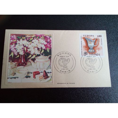 Enveloppe 1 Jour D'emission Yt 1977 C.E.P.T. Faence De Strasbourg Xviiie Sicle 1976 ( Clr )