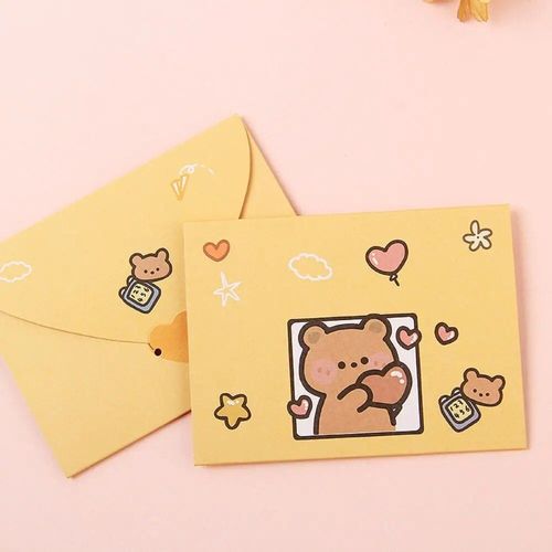 Enveloppe De Remerciement De Bndiction De Bande Dessine,Carte Postale Mignonne,Papier De Lettre De Dcoration,Belle Carte De Voeux Pliable,Cadeau De Nouvel An - Type Love Bear