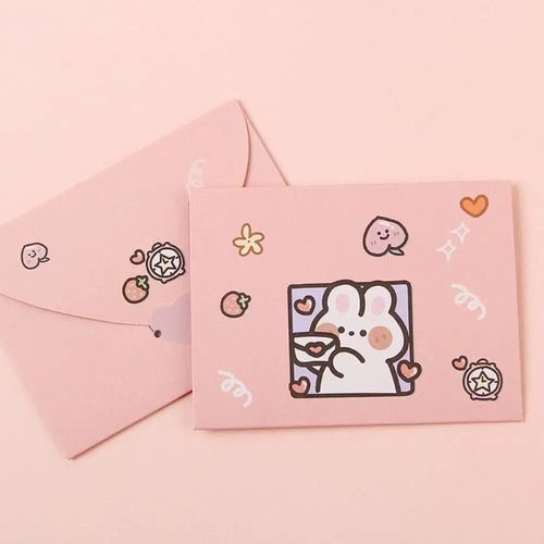 Enveloppe De Remerciement De Bndiction De Bande Dessine,Carte Postale Mignonne,Papier De Lettre De Dcoration,Belle Carte De Voeux Pliable,Cadeau De Nouvel An - Type Mailman Rabbit