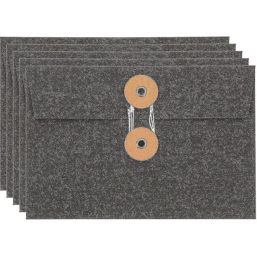 Enveloppes En Papier Kraft Noir Durable Avec Fermeture  Cordon, 17 X 11,5 Cm, Idales Pour Documents Et Cartes, Lot De Plusieurs