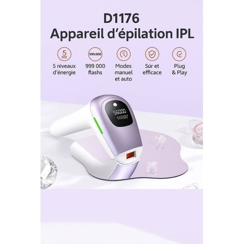 pilateur  Lumire Pulse Ipl 999 000 Flashs  5 Niveaux DIntensit  Sans Douleur  Zones Visage, Jambes, Aisselles, Maillot  Dispositif Dpilation Permanent  Vendu Par Blaspo