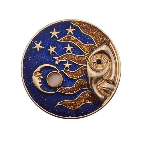pingle De Badge D'astrologie Ciel Bleu toile Lune toile De Soleil Galaxie Broche Ronde toile Ciel Plante pingle De Revers En mail Bijoux De Mode