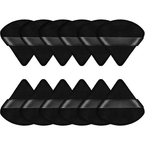 ponges De Maquillage En Forme De Triangle Pour Le Visage Et Les Yeux,Houppette De Poudre De Velours,Fond De Teint Cosmtique,Outil De Maquillage,Contour Des Yeux,Sceau D'ombre,1 - Type 12pcs Black #A