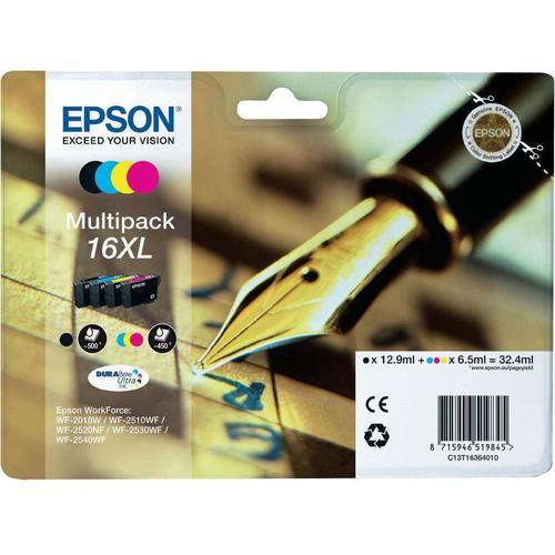Epson Multipack 16xl (Stylo Plume) - Pack De 4 Cartouches D'encre Haute Capacit - Noir, Jaune, Cyan, Magenta