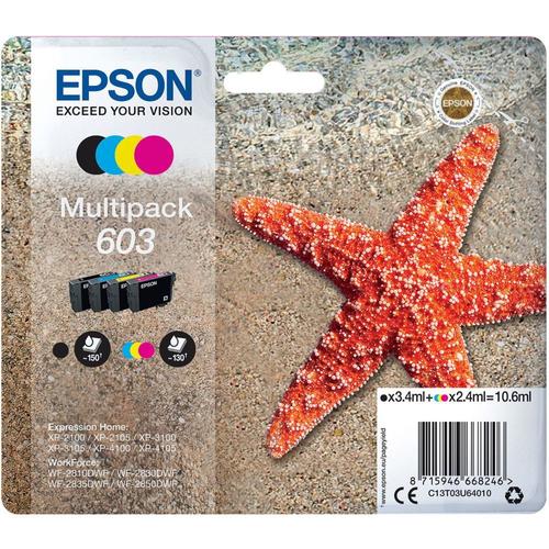 Epson 603 Multipack (toile De Mer) - Pack De 4 Cartouches D'encre - Noir, Jaune, Cyan, Magenta - Pour Expression Home Xp