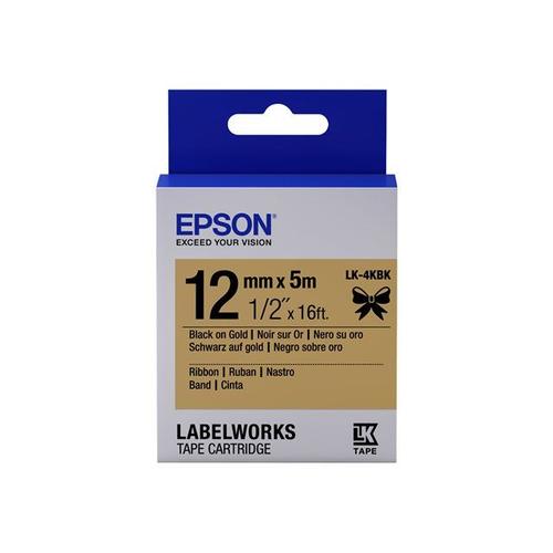 Epson Labelworks Lk-4kbk - Bande D'tiquettes - Noir Sur Or - Rouleau (1,2 Cm X 5 M) 1 Rouleau(X) - Pour Labelworks Lw-1000, Lw-300, Lw-400, Lw-600, Lw-700, Lw-900, Lw-K400, Lw-Z700, Lw-Z900