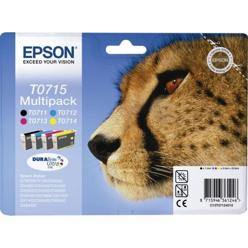 Epson T0715 Multipack (Gupard) - Pack 4 Cartouches D'encre - Noir, Cyan, Magenta, Jaune (T0711, T0712, T0713, T0714)