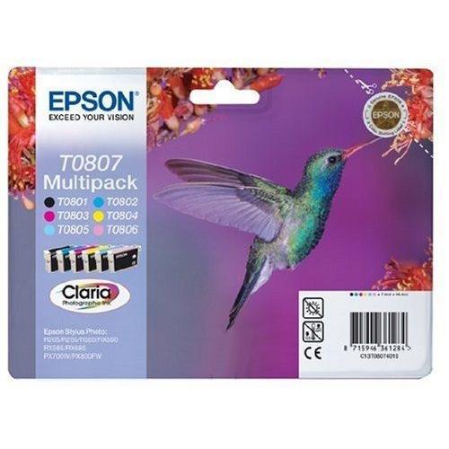 Epson T0807 Multipack (Colibri) - Pack De 6 Cartouches D'encre 7.4 Ml - Noir, Jaune, Cyan, Magenta, Magenta Clair, Cyan Clair