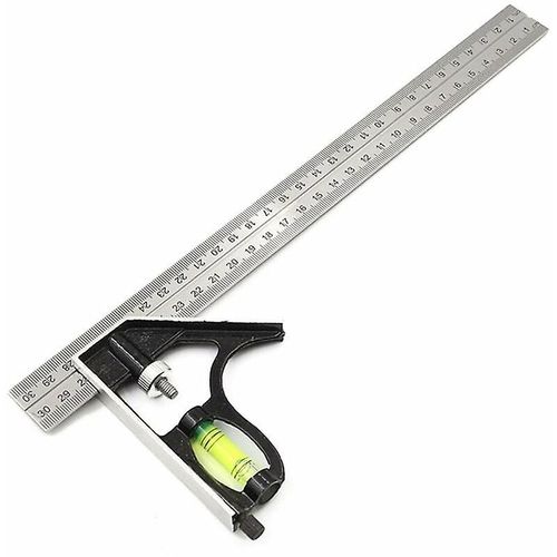 querre Combine 300 Mm En Acier Inoxydable, Rgle D'angle Combine, Outils De Mesure Combins (Noir)