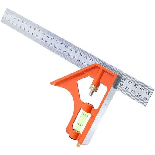 querre Combine 300 Mm, querre D'ingnieur, Rgle D'angle En Acier Inoxydable, querre De Charpentier Rglable  45 Et 90 Degrs Avec Niveau  Bulle, Outil De Mesure Pour Charpentier