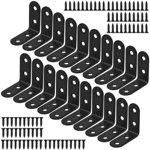 querre De Fixation,20 Pcs Support D\'angle Droit En Forme De L, querre Angle 90 Degrs En Acier Inoxydable,querre tagre(Noir)