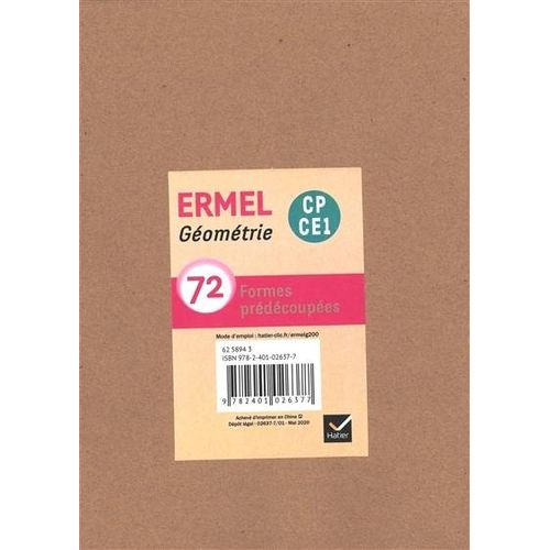 Ermel - Gomtrie Cp - Ce1 72 Formes Prdcoupes, Ed. 2020   
