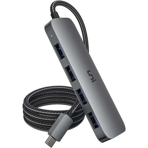 ERSHI-4 Ports Hub USB C vers USB 3.0 [5Gbps 1,2m], Aluminium Adaptateur USB C (Thunderbolt 3) vers USB 4-en-1, Compatible avec Mac[217]