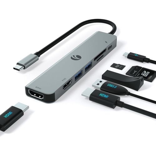 ERSHI-7-in-1 USB C Hub, Station d'accueil Double cran avec 4K HDMI, 1080P, 2*USB 3.0 Data, PD 100W, SD/TF Card Reader, USB C to D[1340]