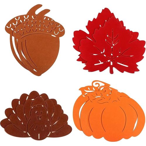 ERSHI- 8pcs Set de Table Noel,Set de Table Feuilles vid Antidrapant Tapis de Protection Sets de Table Napperons de Thanksgiving [2286]