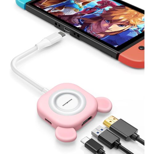ERSHI-Adaptateur USB C HDMI pour Switch, Mignon Type C vers 4K HDMI Convertisseur USB 3.0 PD Port de Charge 3 en 1 Hub USB-C pour [1491]