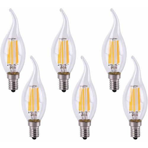 Ershi-Ampoule Flamme Led E14 Dimmable, 6w Equivalent  Ampoule Halogne Incandescente 0w, Blanc Chaud 2700k, Flamme Bougie Led Enc[1
