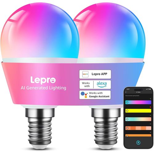 Ershi-Bp1 Ia Ampoule Connecte E14, Compatible Avec Alexa Et Google Assistant, Assistant Concepteur D'clairage Ia, E14 G45 Wifi E[2