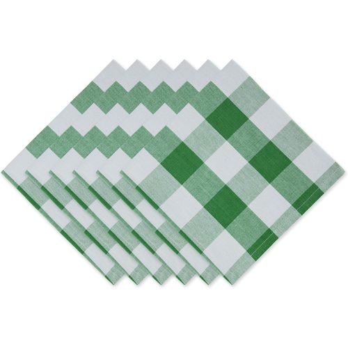 Ershi-Buffalo Check Collection Lot De 6 Serviettes De Table En Coton Vert/Blanc 50,8 X 50,8 Cm[1289]