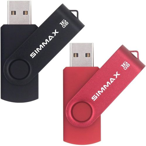 ERSHI-Cl USB 16 Go Lot de 2 USB 2.0 Flash Drive Pivotant Stockage Disque Mmoire Stick Pendrive (16Go Noir Rouge)[209]