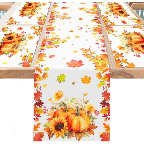 Ershi- Deco Automne Chemin De Table En Feuilles D'rable Sets De Table, Deco Automne Intrieur, Automne Citrouille Dcorative Feuil[2866]