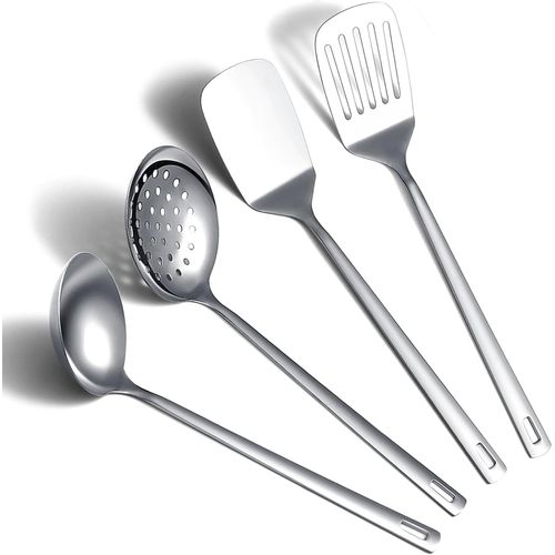 Ershi-Ensemble DUstensiles De Cuisine En Acier Inoxydable 4 Pices Comprend Un Ensemble De Spatules En Mtal, Une cumoire De Cui[7