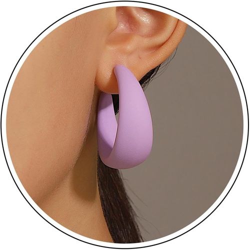 Ershi-Grandes Boucles D'oreilles En Acrylique Boucles D'oreilles En Rsine En Forme De C Boucles D'oreilles Ouvertes Boucles D'ore[725]