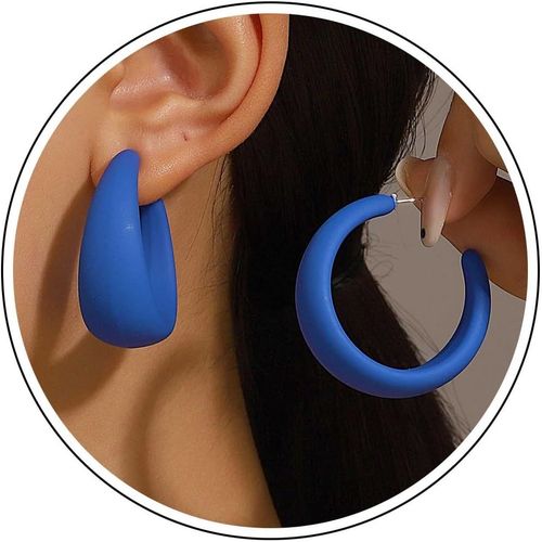 Ershi-Grandes Boucles D'oreilles En Acrylique Boucles D'oreilles En Rsine En Forme De C Boucles D'oreilles Ouvertes Boucles D'ore[726]