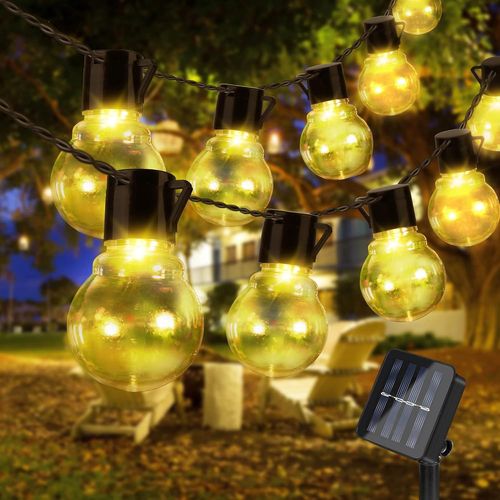Ershi-Guirlande Lumineuse Solaire D'extrieur - 5 M - 20 Led - 8 Modes - tanche Ip65 - Blanc Chaud - Pour Fte, Jardin, Cour, Bal[321]