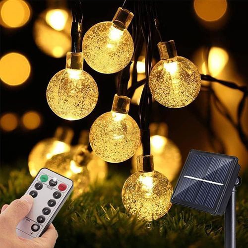 Ershi-Guirlande Lumineuse Solaire D'extrieur - 7 M - 50 Led - Avec Prise Usb Rglable - Tlcommande Infrarouge - Blanc Chaud - 8[988]
