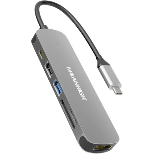 ERSHI-Hub USB C 3.0, adaptateur 6 en 1 type C vers USB, sortie HDMI 4K, lecteur de carte SD/TF, charge PD 100 W, compatible avec M[226]