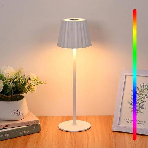 Ershi-Lampe De Table Led Sans Fil, Dimmable Rechargeable Lampe De Table Led, Toucher Lampe De Table Led 3000k+Rgb, Lampe Tactile S[228]