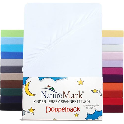 Ershi-Lot De 2 Draps-Housses, En Jersey, Pour Enfant, 100 % Coton, Pour Lit Bb Et Lit Bb, 70 X 140 Cm, Blanc[1162]
