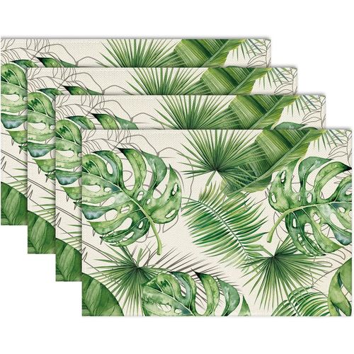 ERSHI- Lot de 4 Sets de Table d't Feuilles Tropicales Sets de Table Feuilles de Palmier Vertes Dcoration de Table lavables pour [218]