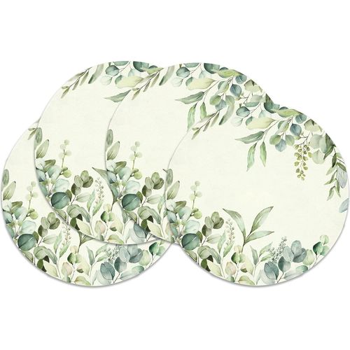 ERSHI- Lot de 4 Sets de Table Eucalyptus, Rond, Sets de Table Feuilles Vert, Sets de Table, Rond,  37 cm, dcoration de Table pour[424]