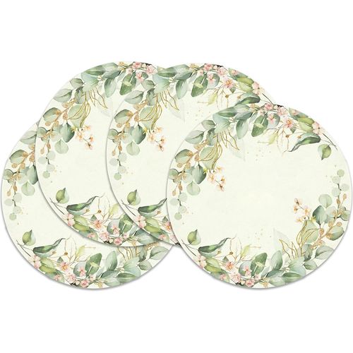 Ershi- Lot De 4 Sets De Table Feuilles D'eucalyptus, Rond, Feuilles Et Fleurs Sets De Table, Rond,  37 Cm, Dcoration De Table Pou[425]