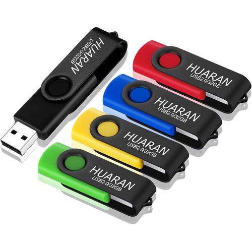 ERSHI-Lot de 5 Cl USB 32 Go USB 2.0 Flash Drive Clef USB 32go Stockage Pivotantes U Disque Mmoire Stick (Couleur Mixte:Noir Bleu[3