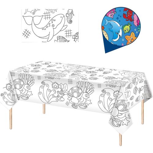 Ershi-Nappe  Colorier Pour Enfant,137x274cm Nappe Coloriage Monde Sous-Marin,Poster  Colorier Gant,Nappe En Papier  Colorier,D[6299]
