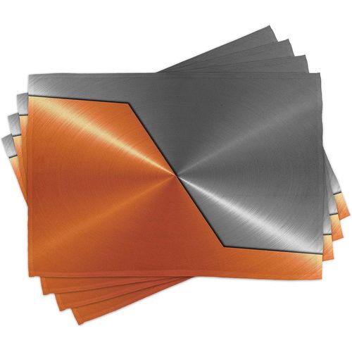 Ershi- Orange Et Gris Set De Table, Structure De Machines De Style 3d Image Dtaille Couleurs Contrastes Modernes, En Tissu Lavab[906]