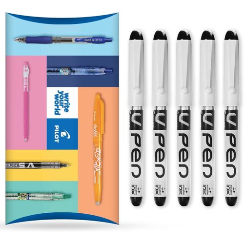 Ershi-Pilot V Pen Lot De 5 Stylos Plume Jetables Effaables Pointe 0,6 Mm Pointe Moyenne Encre Noire[371]