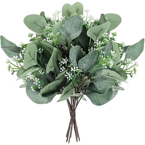 Ershi-Plantes Artificielles Eucalyptus Simulation Vert Feuilles D'eucalyptus Branches Argent Dollar D'eucalyptus En Vrac Pour Mari[1