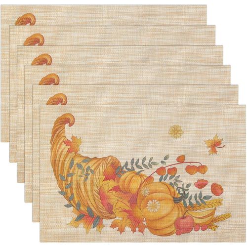Ershi- Set De Table Lavables Thanksgiving Sets De Table Automne Sets De Table Dcoration De Citrouilles Automne Thanksgiving Dcora[2175]