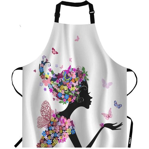 Ershi-Tablier Pour Fille Papillon, ?uvre D'art Nature Fille Avec Fleurs, Papillon, Feuille, Flore Rose, Noir, Tablier  Col Rglab[1552]