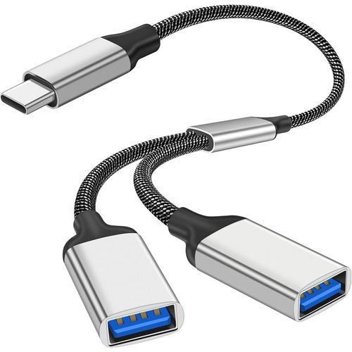 ERSHI-USB-C to USB Adapter, 2 en 1 USB-C mle vers 2USB 2.0 tte de Femme Splitter, Charge du Cordon d'alimentation d'extension, T[827]