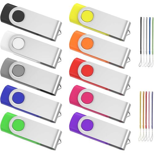 ERSHI-USB Stick 2GB 10 Stck, High Speed USB 2.0 Speicherstick Swivel Datenspeicher Metall Memory Sticks Flash Drive[458]