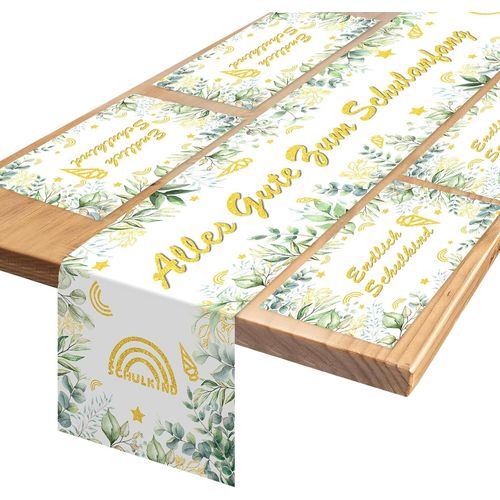 Ershi- Vert Or Rentre Des Classes Chemin De Table Set De Table Dcorations De Table D'colier, Tissu Lavable Dcorations D'colier[2496]